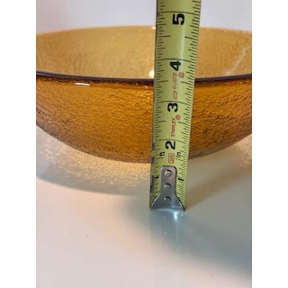 Vintage Imperial Co. Amber‎ Glass Serving Bowl Textured Weighted Serveware